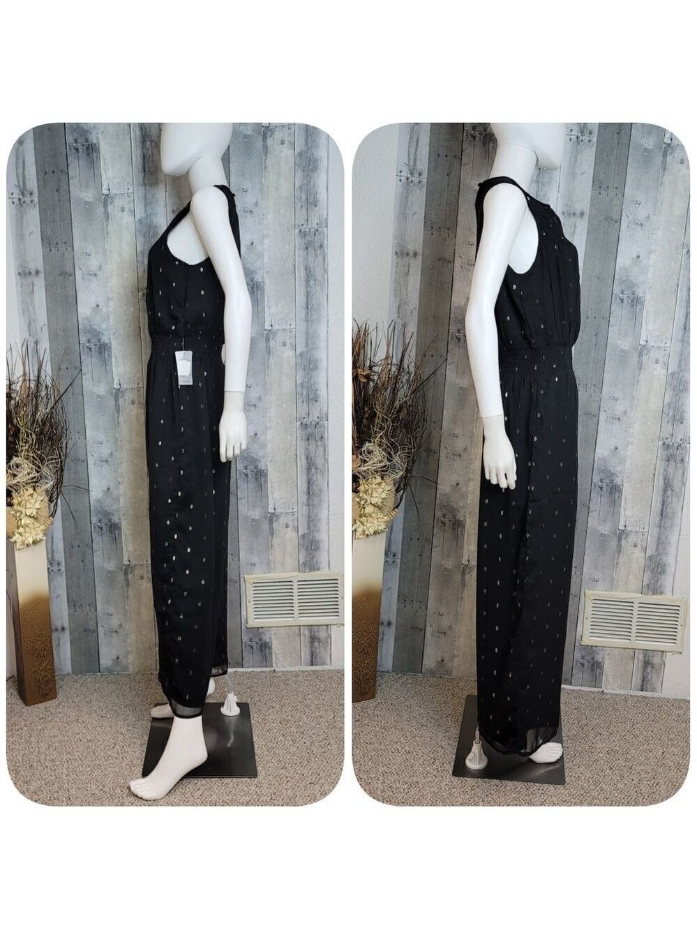 NWOT NSR Metallic Dot Jumpsuit Smocked Waist - Picture 7 of 13